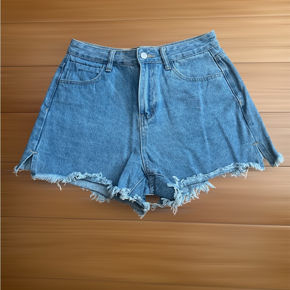 Denim Frayed Hem Women Shorts